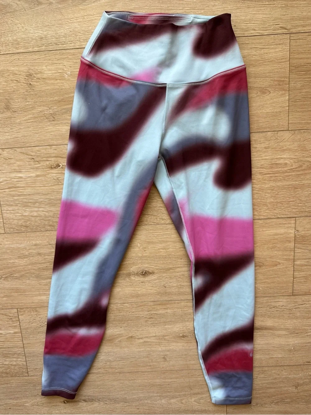 Nike Dri-FIT Abstract Print Leggings - Pink, Light Blue & Burgundy - Picture 2 of 5